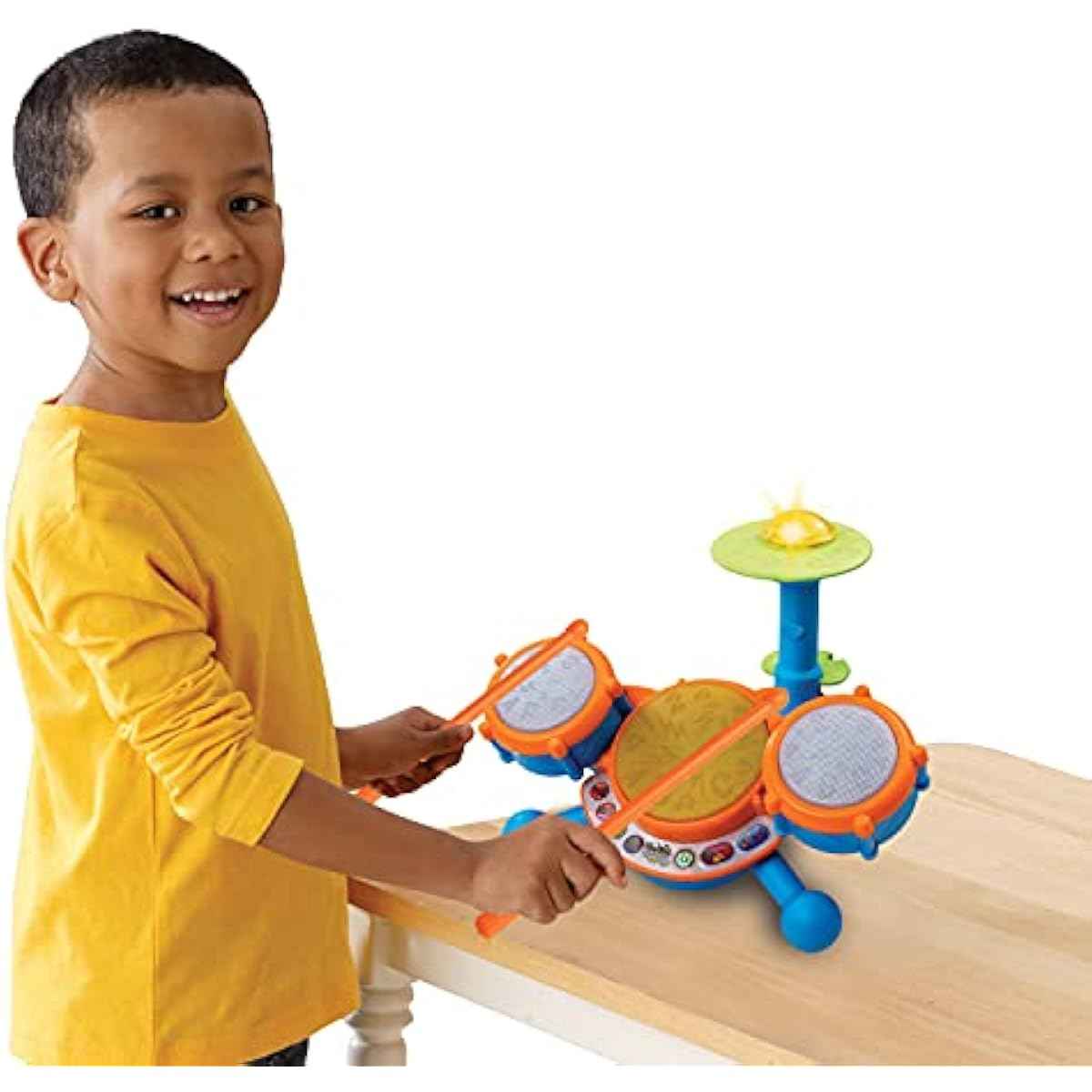 vtech kidibeats 4-piece electronic drum set with adjustable sound and volume, 2-5 years, batteries included