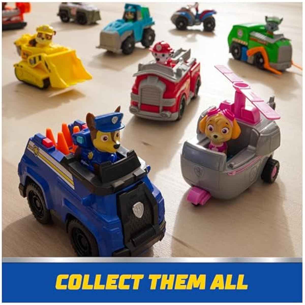 paw patrol, chase's patrol cruiser, toy car with collectible action figure, eco-friendly, kids toys for boys & girls ages 3 and up