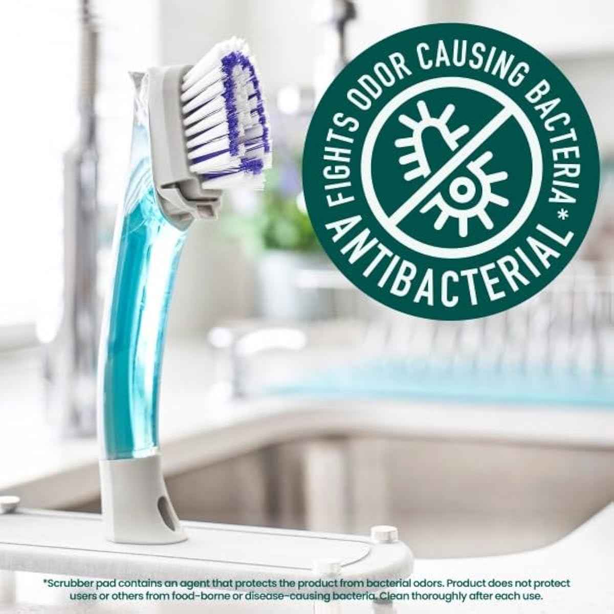 Scotch-Brite Odor-Resist Soap Control Dishwand Brush, Non-Scratch Cleaning with Scraper, Stands Upright, 1 Pack