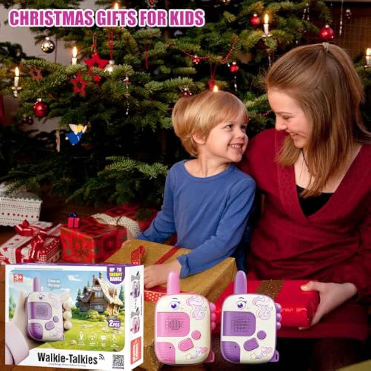 Unicorn walkie talkies for girls 2 pack birthday gifts 3-8 year old outdoor camping toys