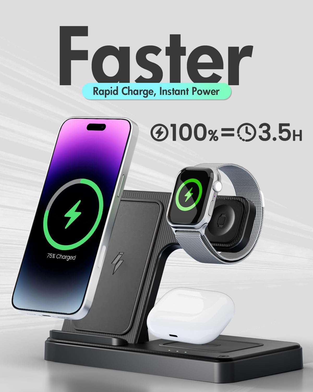 wireless charging station for apple iphone apple watch airpods