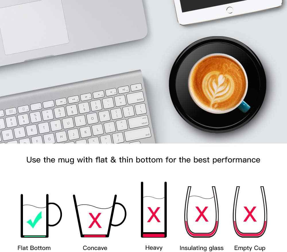bestinkits auto on/off gravity-induction mug warmer for office desk use black