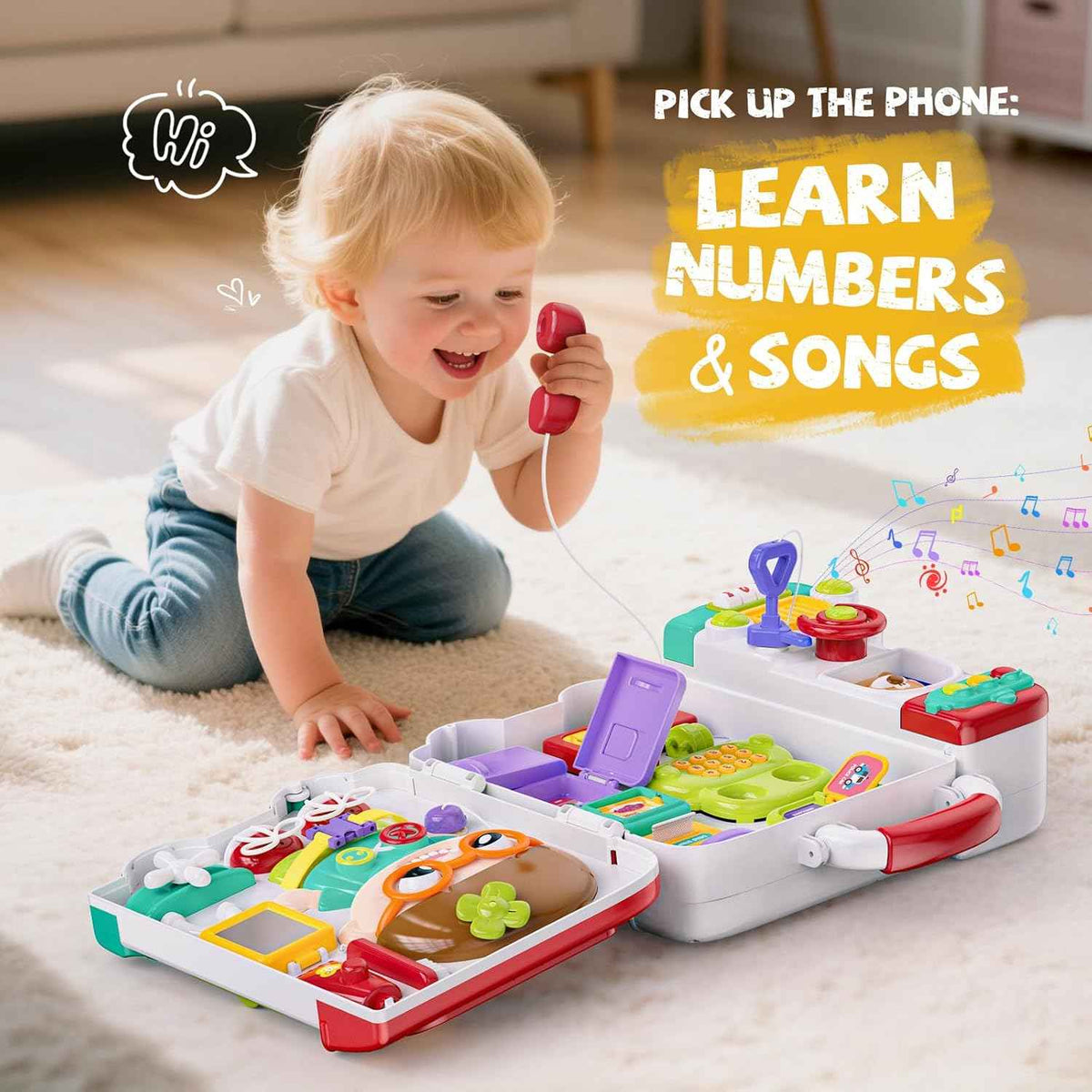 54-in-1 english & spanish busy board for 1-2 year old boys, educational montessori toys gift