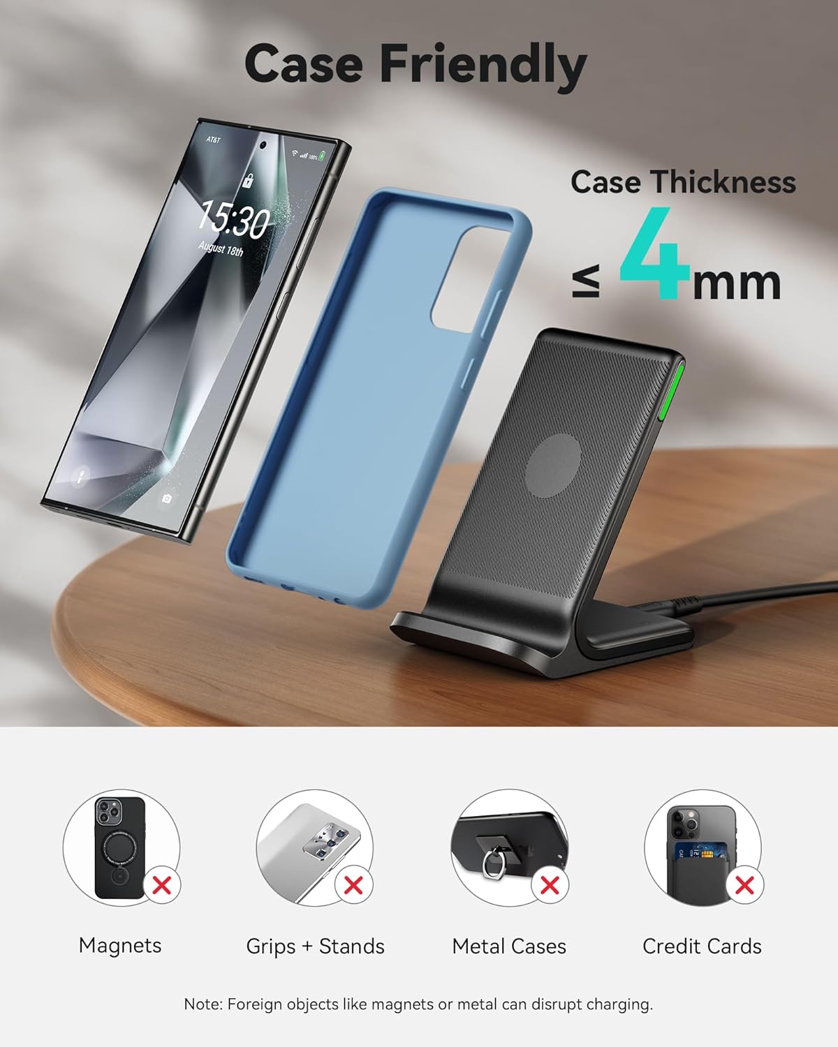 inou 15w fast qi wireless charger with adaptive light for iphone samsung google and more