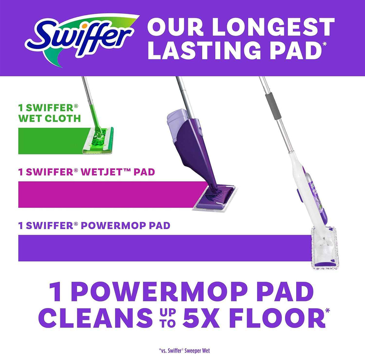 swiffer powermop multi-surface mopping pad refills for floor cleaning, 11-count, convenient cleaning solution