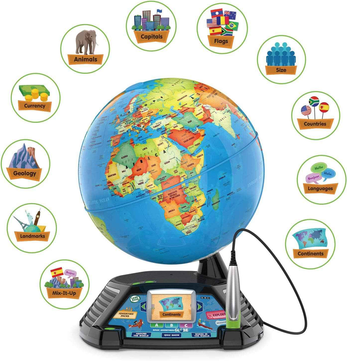 LeapFrog Magic Adventures 10-inch Frustration Free Interactive Learning Globe for Kids 5+ Years