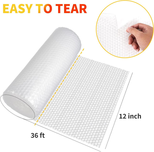 Bubble Cushioning Wrap 2 Pack 12 Inch x 72 ft Bubble Wrap for Packing,Moving Boxes and Shipping for Your Business,Perforated Every 12 in.Suitable for Filling Packaging Boxes.