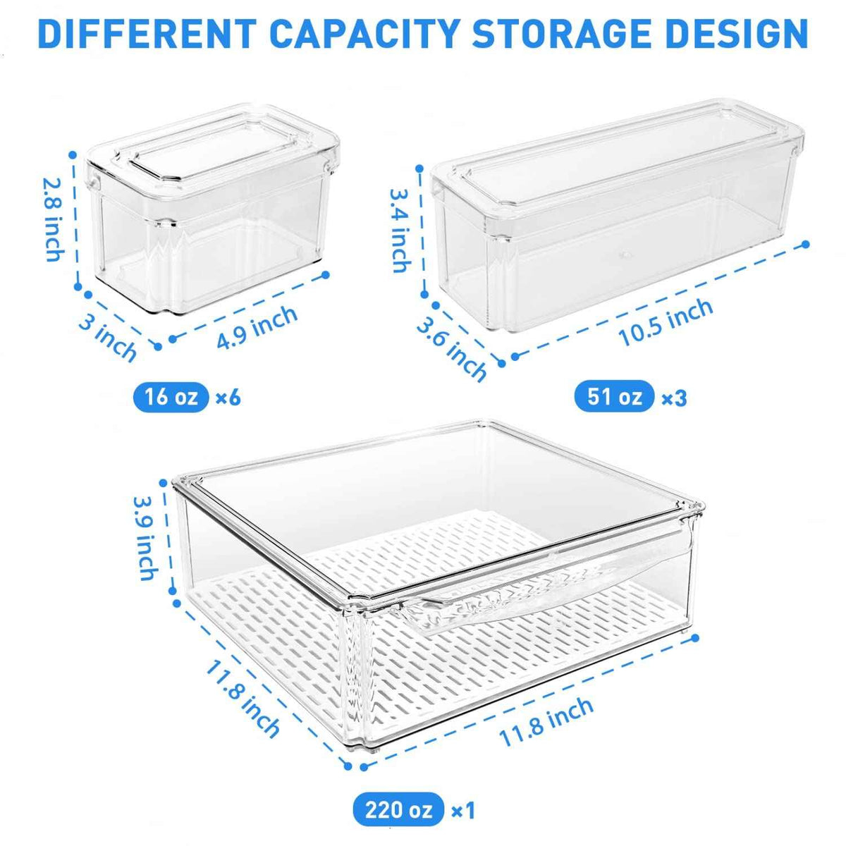 Pomeat 10 Pack Fridge Organizer with Stackable Bins and Lids for Food Storage Clear Containers