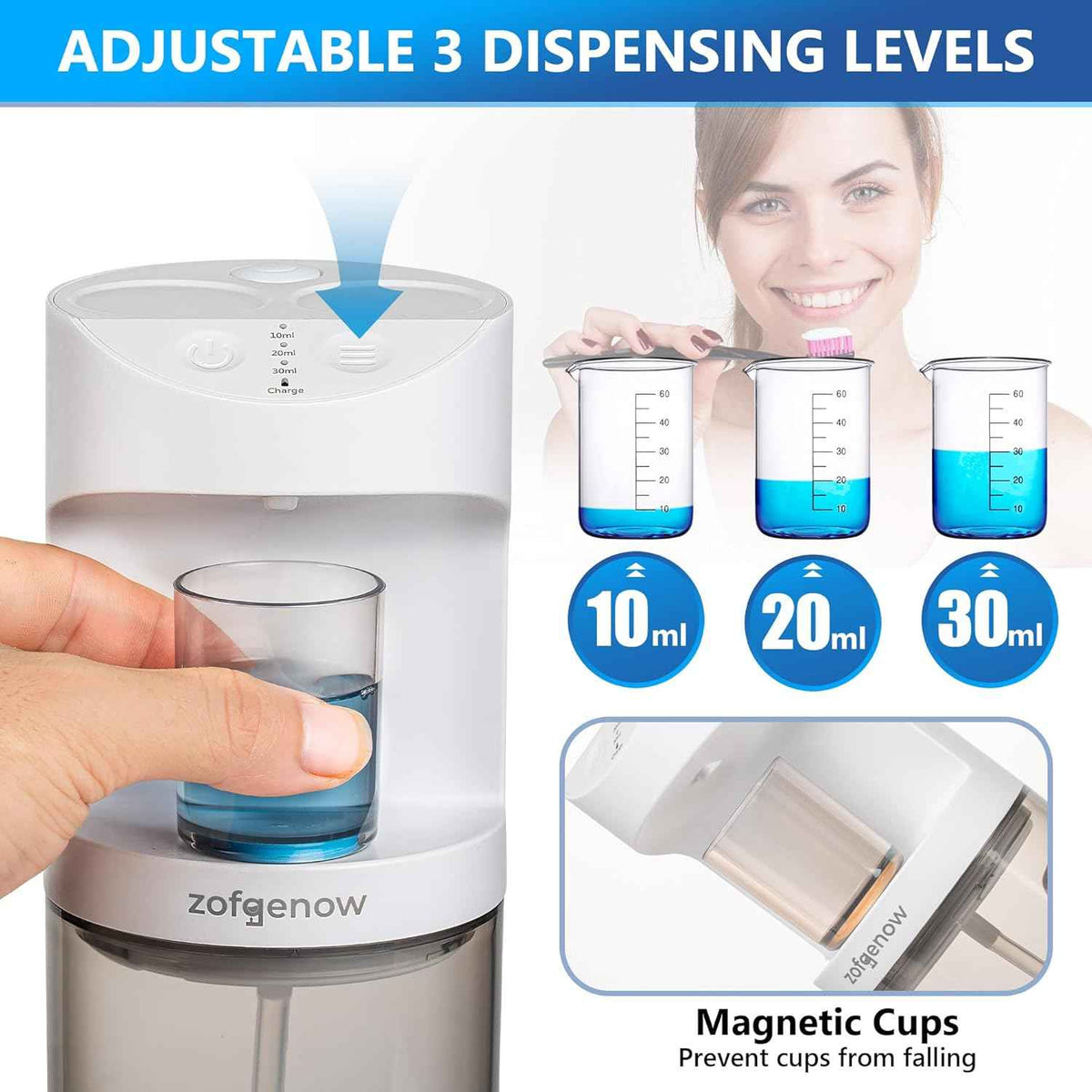 zofgenow automatic mouthwash dispenser white bathroom accessories 19.4 fl oz