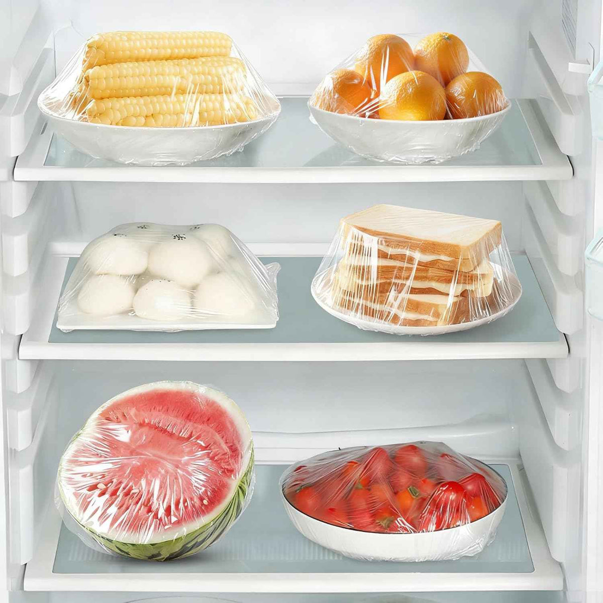 Homelove 100pcs plastic bowl covers with elastic stretch, reusable food keeping bags for kitchen
