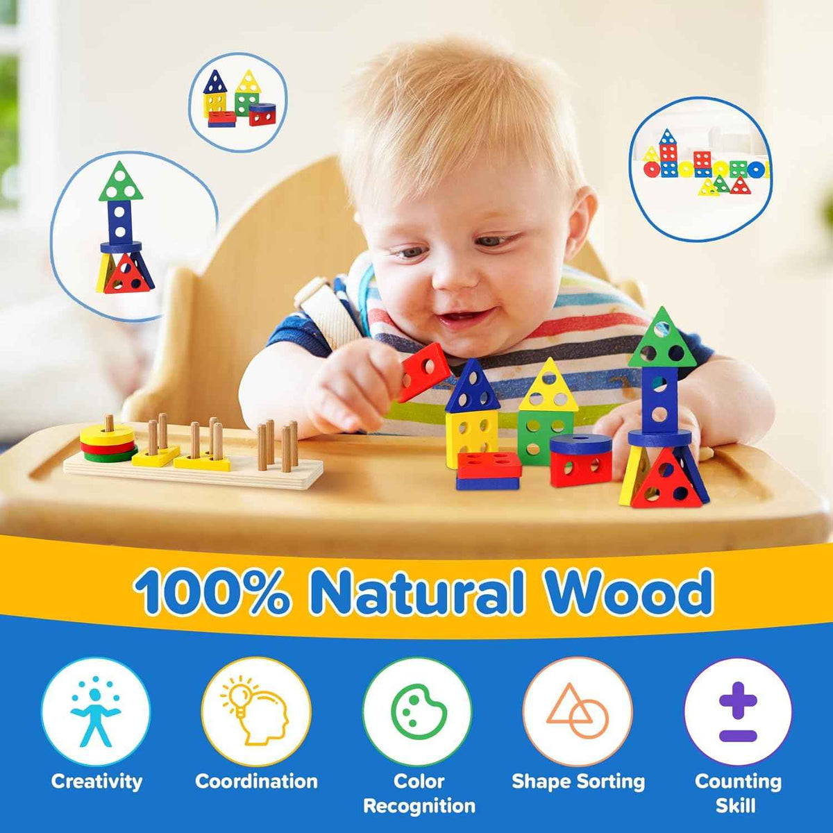 montessori toys for babies 6-12 months, 6-in-1 baby toys, stacking blocks, sensory learning gift