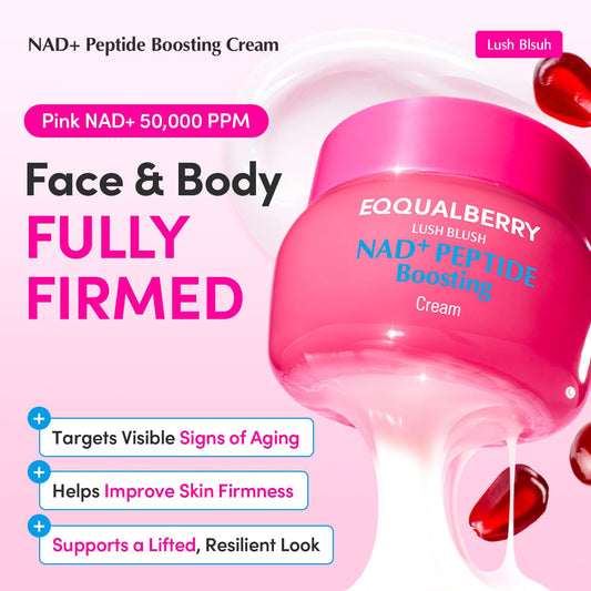 EQQUALBERRY NAD+ Peptide Boosting Cream – NAD+ 5% & 13 Peptides Anti-Aging Korean Skincare Face & Body Cream | Firming & Lifting Pink Neck Cream for Sagging Skin (1.69 fl.oz / 50ml)