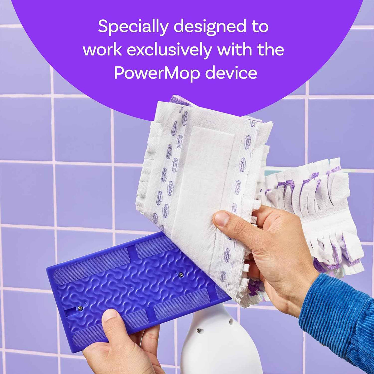 Swiffer power mop refill pack, 5 pads + lavender solution, for tile, vinyl, laminate, wood floors in home, bathroom, kitchen