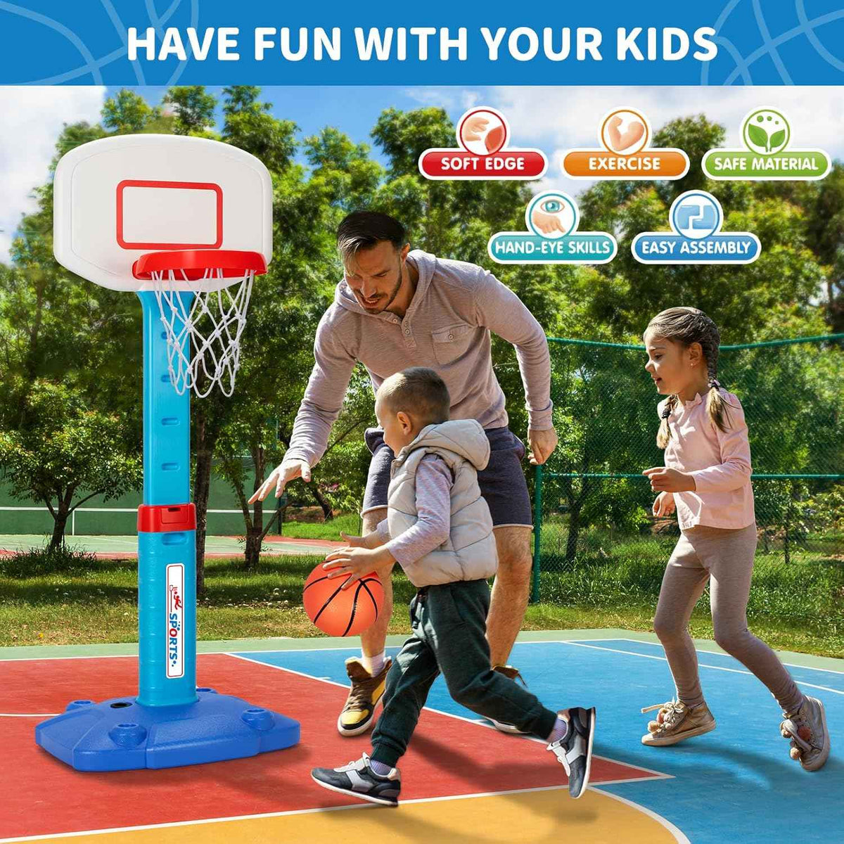 Toddler basketball hoop indoor adjustable kids basketball hoops with 3 balls for outdoor poolside