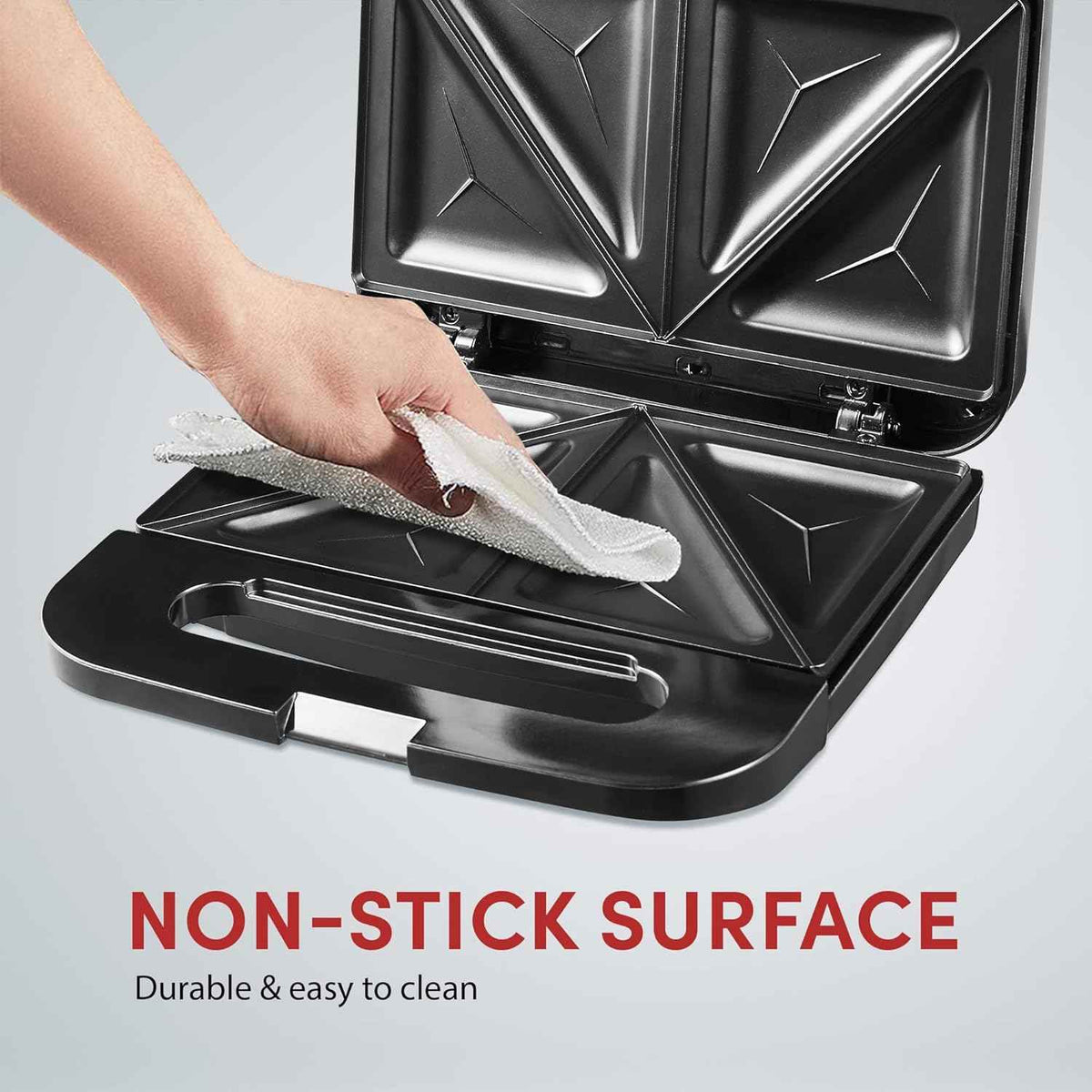 Elite Gourmet ESM2207XSS Sandwich & Panini Maker - 2-Slice Nonstick Grill for Grilled Cheese, Omelets & Tuna Melts, 750W Stainless Steel