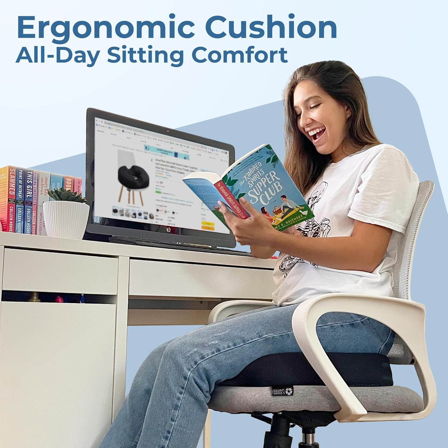 5 STARS UNITED Donut Pillow Hemorrhoid Tailbone Cushion ā Large Cushion for Pain Relief ā Coccyx, Prostate, Sciatica, Pelvic Floor, Pressure Sores, Pregnancy, Postpartum Recovery, Black