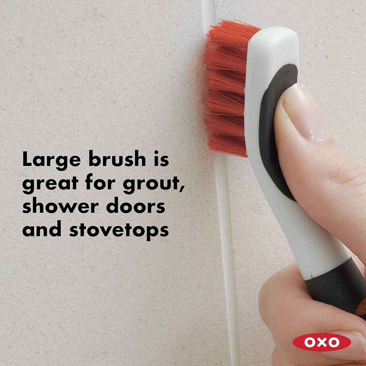 oxo good grips deep clean brush set with 2 brushes and non-slip grips for grout and stove tops cleaning