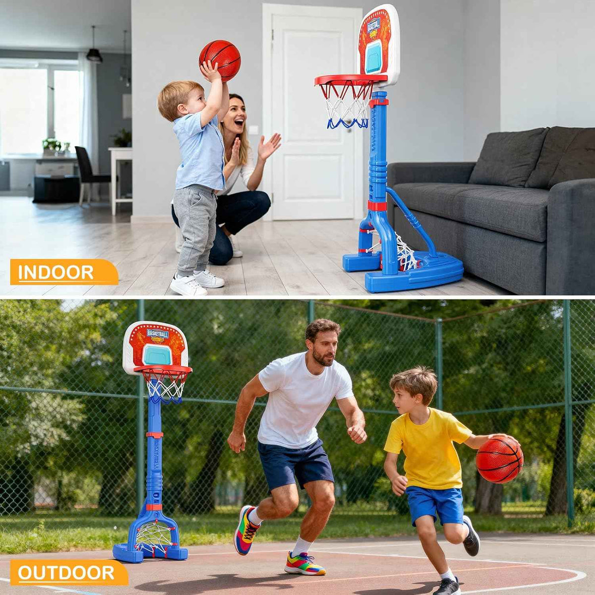 flmaqe toddler adjustable mini kids basketball hoop with 4 balls & ball pumps for indoor outdoor pool