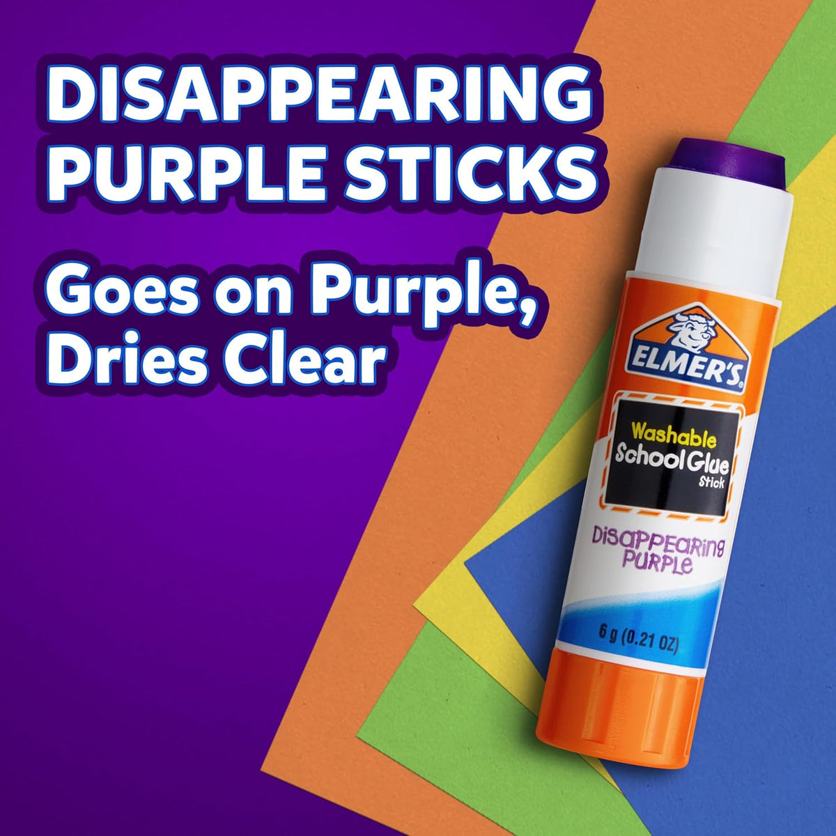 Elmer's Disappearing Purple School Glue Sticks, Washable, 22 Grams, 3 Count - Poster, Vision Board, Back to School Supplies, #1 Teacher Brand