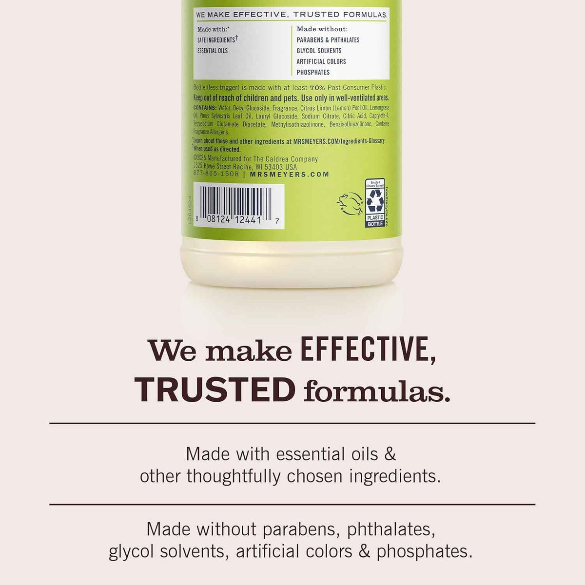 MRS. MEYER'S CLEAN DAY All-Purpose Cleaner Spray, 16 fl. oz, Lemon Verbena, Multi-Surface Cleaning Agent