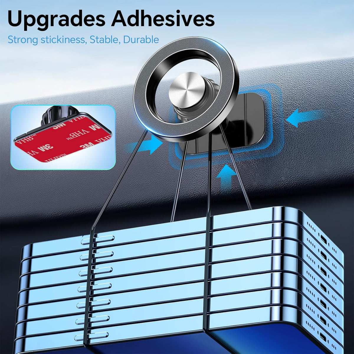 kaistyle magsafe dashboard car mount - 20 n52 magnets, 360° rotation, hands-free