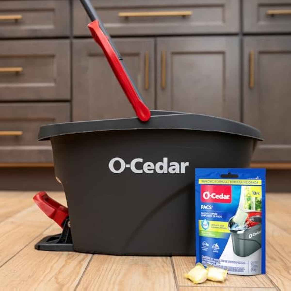 O-Cedar PACS Hard Floor Cleaner, Crisp Citrus Scent 10 Count (1-Pack) | Made with Naturally-Derived Ingredients | Safe to Use on All Hard Floors | Perfect for Mop Buckets