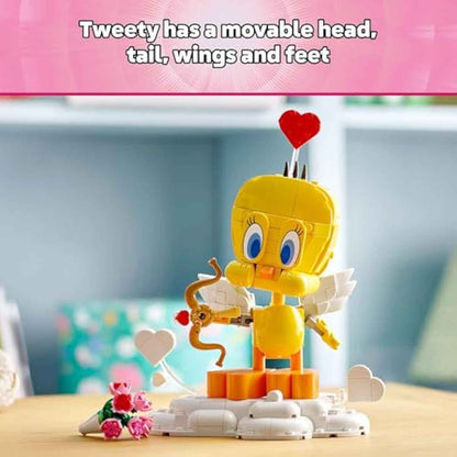 LEGO Looney Tunes Sweetheart Tweety Bird Building Toy for Adults & Kids - Tweety Figure W/Display Pedestal & Accessories for Girls & Boys, Ages 12+ - Gift & Craft for Valentine's Day - 40824
