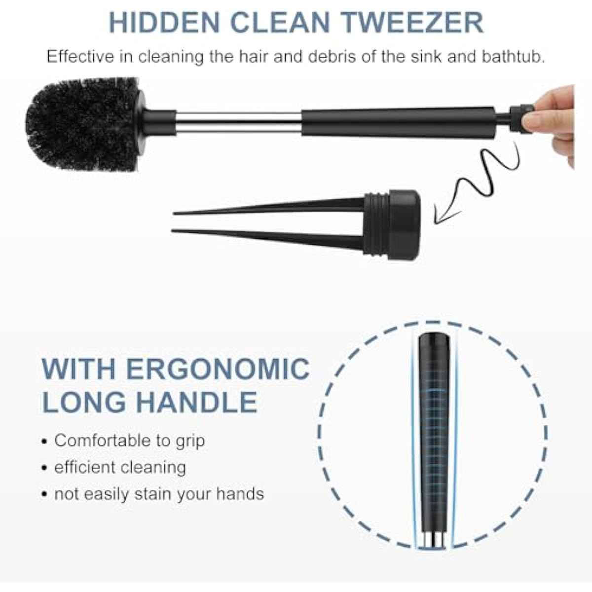 Setsail toilet brush and holder set, self-closing lid, long handle, easy cleaning, bathroom cleaning essentials