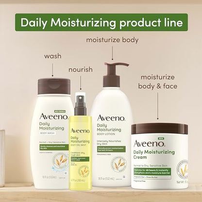 aveeno daily moisturizing body wash for sensitive skin + prebiotic oat, gentle on dry skin, 2 fl. oz travel size