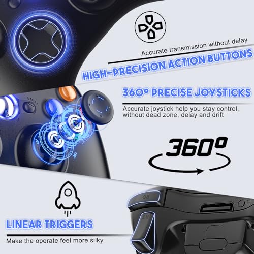 Gamrombo Xbox 360 2 Pack Wireless Controller Replacement for 360 & Slim with Windows PC Compatibility
