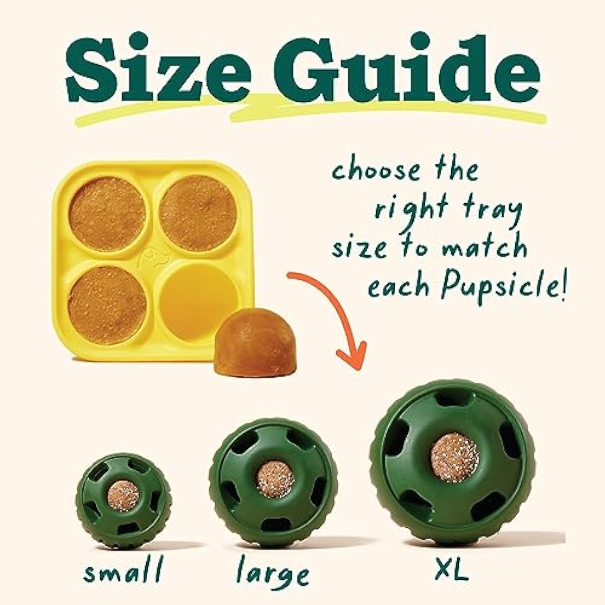 WOOF Pupsicle Treat Tray Mold, Large 25-75lbs, Silicone, Dishwasher Safe, Reusable, Freeze Refill, Dog Treats, Pupsicle Toy