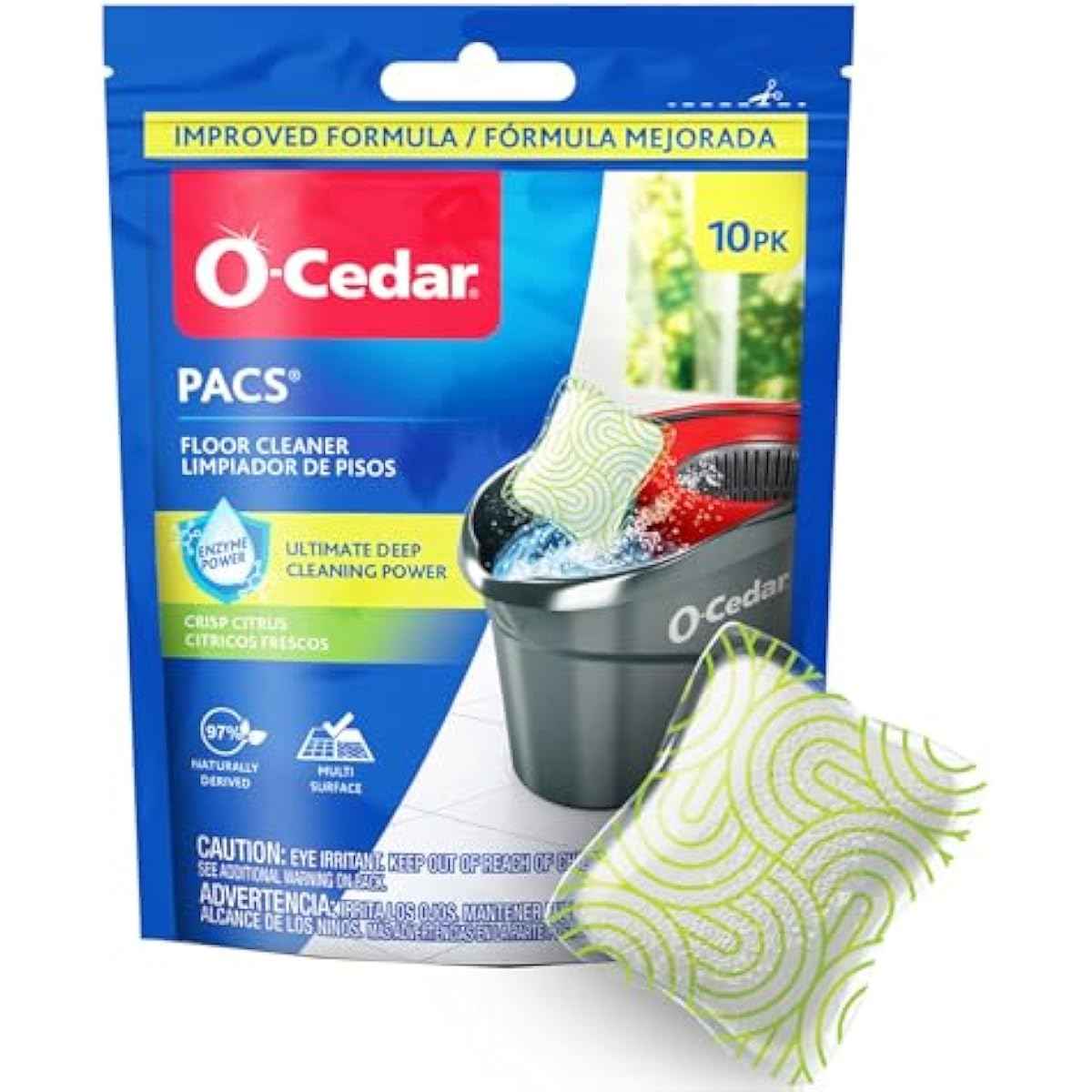 O-Cedar PACS Hard Floor Cleaner, 10-count, lavender scent, 97% natural ingredients, safe for all hard floors