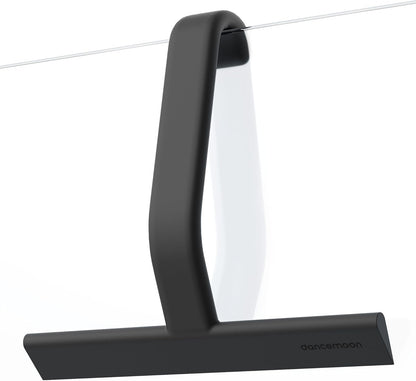 dancemoon JustHang Shower Squeegee for Glass Doors, All-in-One Award-Winning Silicone Squeegee with Built-in Hook for Bathroom, Window, Mirror, Tile Wall, Car, Streak-Free Cleaner Tool, 10-Inch Black