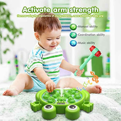 HopeRock Whack A Frog Game for 2-5 Year Old Toddler Boys, 45 Levels, 9 Music, Spray and Light-up, Early Learning Gift