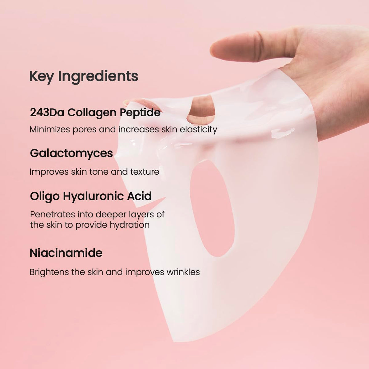 biocollagen real deep mask, hydrating overnight hydrogel mask, pore minimizing, elasticity improvement, 4ea, 34g