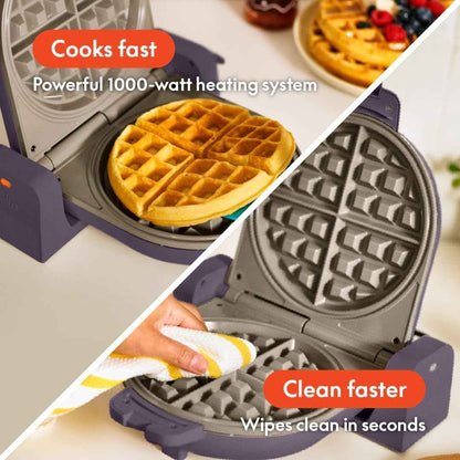BELLA Flip-n-Store Waffle Maker, 7" Ceramic Nonstick, 1000W, Compact Flip Waffle Iron with Power Indicator and Cool Touch Handle