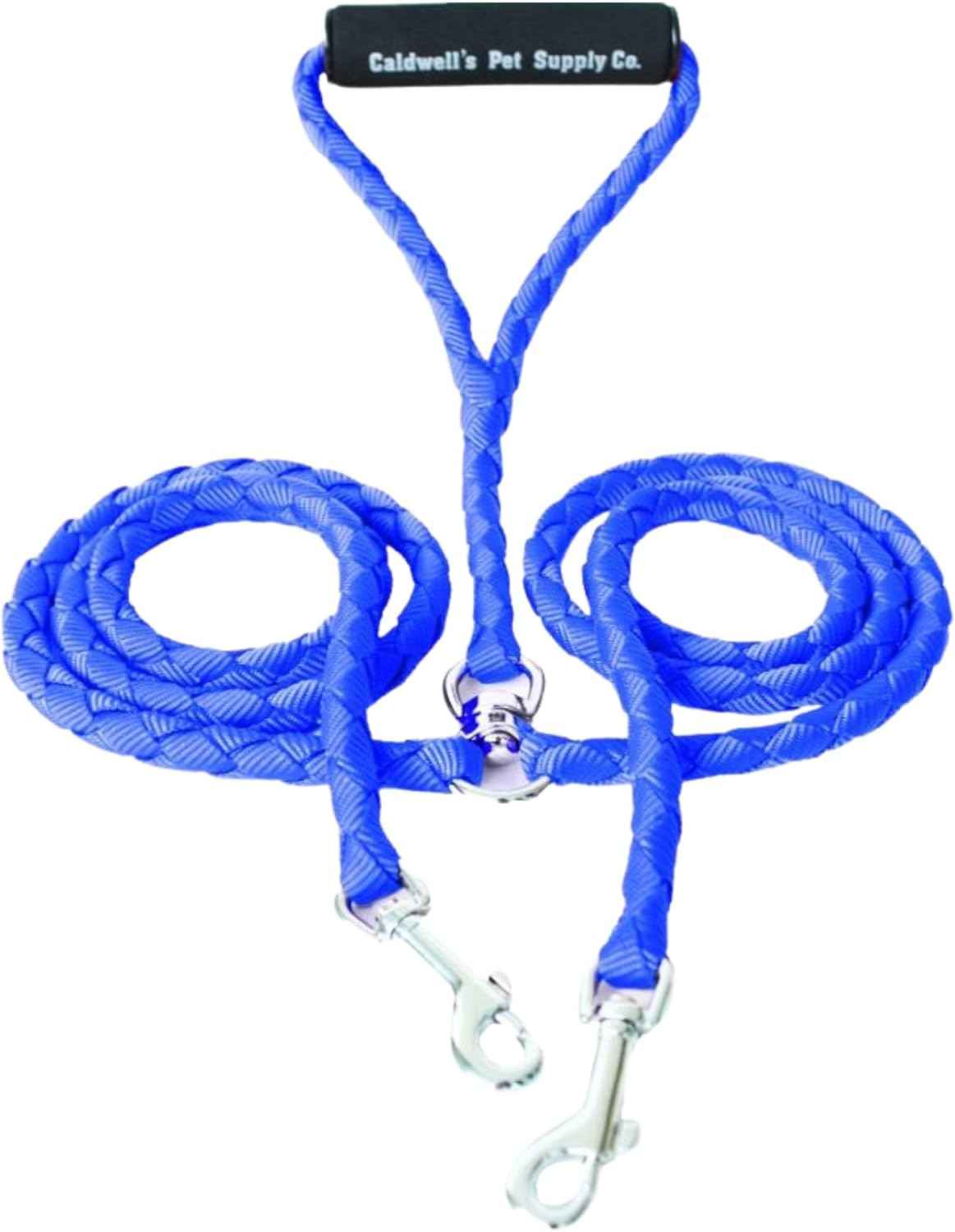 Caldwell's Pet Supply Co. Dual Dog Leash, Double Dog Leash for Two Dogs, Tangle Free, Heavy Duty Double Ended Tandem Leashes with Padded Handle with Tangle-free Swivel, for Small, Medium or Large Dogs