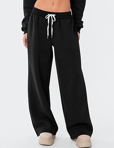 LOMON Wide Leg Sweatpants Women Fleece Sweat Pants Fall Spring Clothes 2026 Teen Girl Baggy Jogger Sweatpant with Pockets