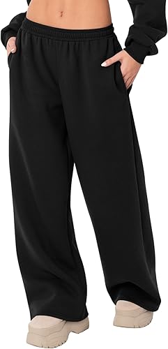 LOMON Wide Leg Sweatpants Women Fleece Sweat Pants Fall Spring Clothes 2026 Teen Girl Baggy Jogger Sweatpant with Pockets