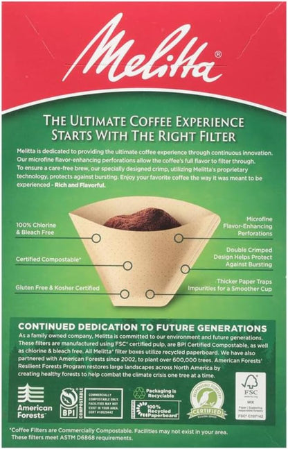 Melitta #4 Cone Coffee Filters, Natural Brown, 100 Count (Pack Of 3), 300 Total Filters - Fits all 8-12 Cup Cone Coffee Makers and Pour-Overs, Compostable, Tear-Resistant