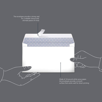 Amazon Basics #6 3/4 Security-Tinted Self-Seal Envelopes for Home & Office, White, 100-Pack