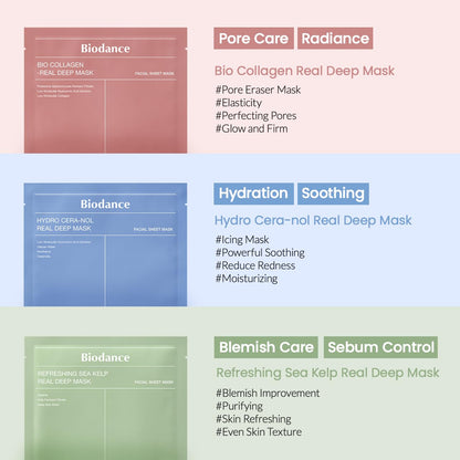 biocollagen real deep mask, hydrating overnight hydrogel mask, pore minimizing, elasticity improvement, 4ea, 34g