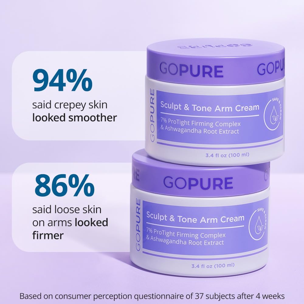 goPure Sculpt & Tone Arm Cream - Firming & Tightening Cream - Visibly Smooths, Lifts, Sculpts Arms - ProTight Complex - Rice Protein, Shea Butter, Avocado - Clinically Tested - All Skin Types