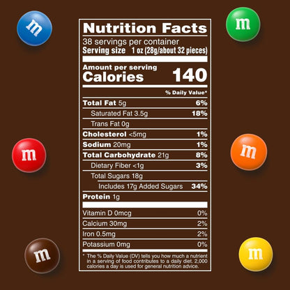 M&M'S party size 2.4 lb resealable bag milk chocolate candy for parties baking and sharing