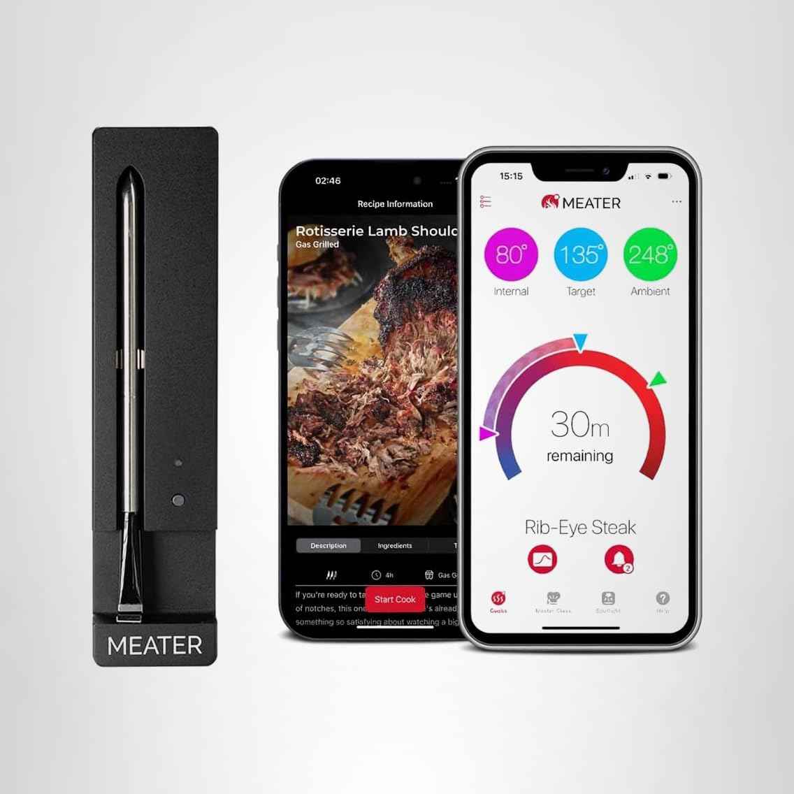MEATER Plus: Smart Bluetooth Wireless Meat Thermometer Digital | BBQ, Grill, Oven, Smoker, Air Fryer, Kitchen | Perfect for Steak, Chicken, Turkey, and More | Delicious Recipes in App