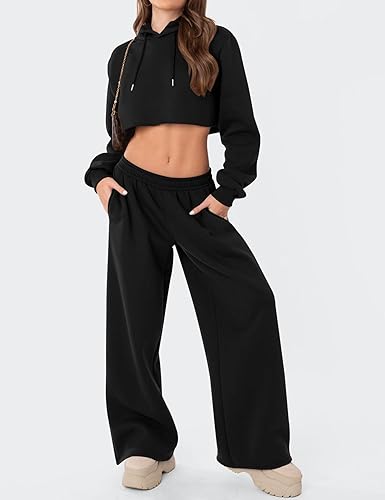 LOMON Wide Leg Sweatpants Women Fleece Sweat Pants Fall Spring Clothes 2026 Teen Girl Baggy Jogger Sweatpant with Pockets