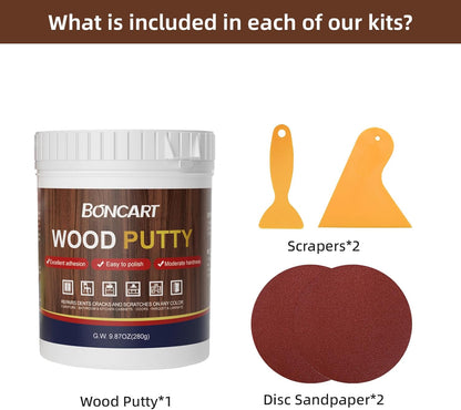 BONCART Wood Filler,Wood Putty,Wood Filler Paintable,Wood Repair Putty Stainable,9.87 Ounce White Wood Filler,Wood Furniture Repair kit,Quickly Repair Any Broken and defective Wooden Furniture