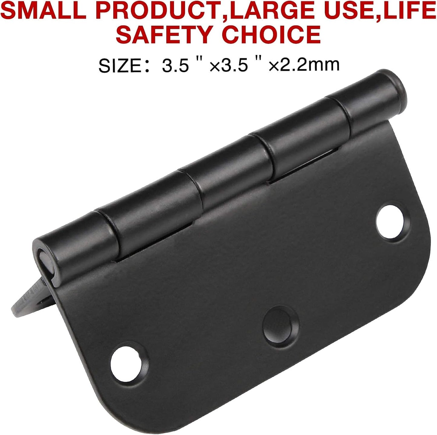 30 Pack Rounded Matte Black Door Hinges 3.5 Inch 5/8" Radius Interior 3 1/2" Flat Iron Bifold Residential Standard Bedroom Indoor for Doors 3 ½"Hardware Control H