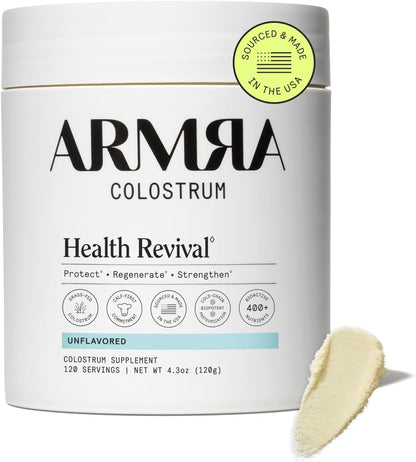 ARMRA Colostrum Powder | Unflavored | Gut Health & Bloating | Skin & Hair | Immunity | Keto, Gluten & Fat-Free | 120 Servings