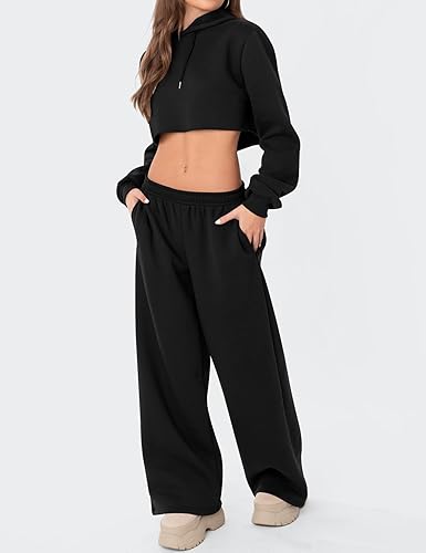 LOMON Wide Leg Sweatpants Women Fleece Sweat Pants Fall Spring Clothes 2026 Teen Girl Baggy Jogger Sweatpant with Pockets